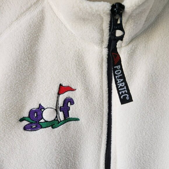 Eddie Bauer Vintage Womens Polartec Pockets Zip Golf Graphic Fleece Vest Sz M - Picture 3 of 16